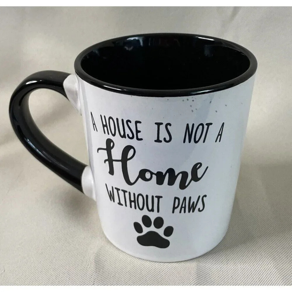 Dog Puppy Ceramic Coffee Tea Mug 15 Oz A House Is Not A Home Without Paws NEW